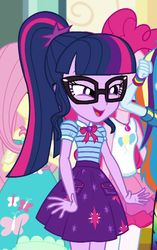 Size: 677x1077 | Tagged: safe, fluttershy, pinkie pie, rainbow dash, sci-twi, twilight sparkle, equestria girls, g4, my little pony equestria girls: better together, schedule swap, clothes, cute, faic, geode of sugar bombs, geode of telekinesis, glasses, magical geodes, offscreen character, ponytail, skirt, twiabetes