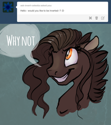 Size: 1280x1440 | Tagged: safe, artist:casynuf, oc, oc only, oc:casy, oc:casy nuf, pegasus, pony, ask casy, tumblr:ask casy, tumblr:the sun has inverted, ask, bust, female, pegasus oc, solo, speech bubble, tumblr, why not, word bubble