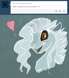Size: 1280x1440 | Tagged: safe, artist:casynuf, oc, oc only, oc:casy, oc:casy nuf, ghost, pegasus, pony, undead, ask casy, tumblr:ask casy, tumblr:the sun has inverted, ask, bust, female, heart, inverted, inverted colors, pegasus oc, solo, tumblr