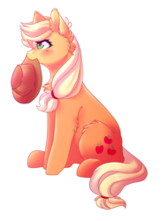 Size: 2336x3080 | Tagged: safe, artist:twinkepaint, applejack, earth pony, pony, g4, cowboy hat, cutie mark, female, freckles, hat, high res, mare, mouth hold, simple background, sitting, solo, stetson, transparent background