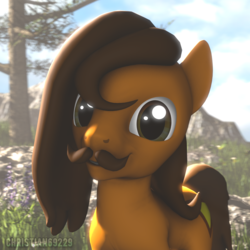 Size: 1000x1000 | Tagged: safe, artist:christian69229, oc, oc only, oc:steve, earth pony, pony, 3d, bust, facial hair, looking at you, male, moustache, portrait, solo, source filmmaker, stallion