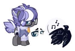 Size: 842x569 | Tagged: safe, artist:vintage-owll, oc, oc only, oc:raven melody, earth pony, pony, clothes, female, filly, glasses, necktie, offspring, parent:button mash, parent:sweetie belle, parents:sweetiemash, shirt, simple background, solo, sweater vest, transparent background