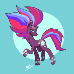 Size: 540x540 | Tagged: safe, fizzlepop berrytwist, tempest shadow, pony, unicorn, g4, broken horn, horn, rainbow power, rainbow power-ified