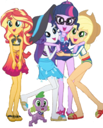 Size: 1644x2048 | Tagged: safe, edit, edited screencap, editor:php77, screencap, applejack, rarity, sci-twi, spike, spike the regular dog, sunset shimmer, twilight sparkle, dog, equestria girls, equestria girls specials, g4, my little pony equestria girls: better together, my little pony equestria girls: forgotten friendship, bad edit, clothes, feet, flip-flops, hat, not a vector, sarong, spike's dog collar, sun hat, swimsuit