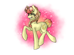 Size: 2048x1536 | Tagged: safe, artist:melonseed11, oc, oc only, earth pony, pony, female, goggles, mare, one eye closed, solo, wink