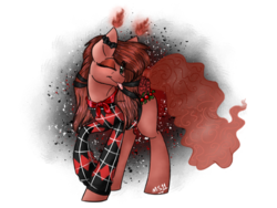 Size: 2048x1536 | Tagged: safe, artist:melonseed11, oc, oc only, original species, pony, scented pony, female, mare, one eye closed, plaid shirt, solo, tongue out, wink