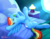 Size: 2300x1816 | Tagged: safe, artist:wildviolet-m, rainbow dash, pegasus, pony, g4, bed, butt, chest fluff, cute, dashabetes, ear fluff, female, frog (hoof), high res, lamp, leg fluff, looking at you, mare, on back, pillow, plot, rainbow dash's bedroom, rainbow dash's house, rainbutt dash, smiling, solo, underhoof