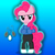 Size: 800x800 | Tagged: safe, artist:mrvector, derpibooru exclusive, pinkie pie, earth pony, pony, g4, bipedal, clothes, female, gradient background, hooves in pockets, jacket, mare, sans (undertale), sans pie, smiling, solo, undertale