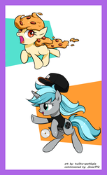 Size: 1000x1635 | Tagged: safe, artist:twilite-sparkleplz, oc, oc only, oc:rym, food pony, original species, pizza pony, pony, unicorn, commission, female, hat, mare, pizza cutter, running, this will end in death, this will end in tears, this will end in tears and/or death