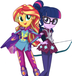 Size: 1946x2048 | Tagged: safe, artist:php77, editor:php77, sci-twi, sunset shimmer, twilight sparkle, equestria girls, g4, my little pony equestria girls: friendship games