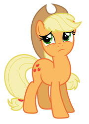 Size: 4868x6750 | Tagged: safe, artist:estories, applejack, earth pony, pony, g4, absurd resolution, applejack's hat, cowboy hat, cute, cutie mark, female, frown, hat, looking up, mare, ponytail, simple background, solo, stetson, transparent background