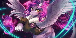 Size: 3464x1732 | Tagged: safe, artist:wilvarin-liadon, oc, oc only, oc:shadowgale, sphinx, clothes, eyeshadow, female, looking at you, makeup, paws, solo, sphinx oc
