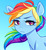 Size: 1000x1080 | Tagged: dead source, safe, artist:sugarberry, rainbow dash, pony, g4, blue background, bust, cute, dashabetes, female, gradient background, mare, portrait, simple background, solo