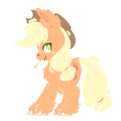Size: 1280x1280 | Tagged: safe, artist:bagajewsky, applejack, earth pony, pony, g4, cute, ear fluff, female, jackabetes, lineless, no pupils, profile, simple background, solo, straw in mouth, unshorn fetlocks, white background