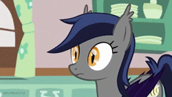 Size: 480x270 | Tagged: safe, artist:freehdmcgee, artist:stormxf3, edit, edited edit, oc, oc:echo, bat pony, pony, animated, bat pony oc, behaving like a cat, blinking, bowl, counter, cute, cute little fangs, debris, destruction, dilated pupils, dragon ball, dragon ball z, edited gif, eeee, explosion, eye dilation, eye shimmer, eyes on the prize, fangs, female, food, frown, house, irl, kitchen, life gives you mangoes, mango, mare, meme, open mouth, photo, property damage, screaming, shaking, shivering, slit pupils, solo, son goku, sound, super saiyan, sweat, vibrating, vibrating like a broken washing machine, wat, webm, wide eyes, wings