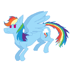 Size: 250x250 | Tagged: safe, artist:pastatrailmixthedeer, rainbow dash, pegasus, pony, g4, animated, female, frown, gif, mare, pixel art, simple background, spread wings, transparent background, wings