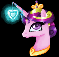 Size: 700x672 | Tagged: safe, artist:bellatrixjayden, princess cadance, pony, g4, bust, crown, glowing, heart, jewelry, regalia, string