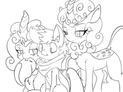 Size: 4032x3024 | Tagged: safe, artist:steelsoul, oc, oc only, oc:himmel, kirin, clothes, colt, confused, curious, kirin oc, lineart, male, monochrome, nom, scarf, scrunchy face
