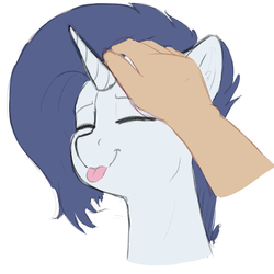 Size: 1500x1500 | Tagged: safe, artist:cold blight, oc, oc only, oc:yodi, human, pony, unicorn, :p, cute, hand, human on pony petting, male, patting, petting, silly, solo, stallion, tongue out
