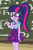 Size: 624x938 | Tagged: safe, screencap, pinkie pie, sci-twi, twilight sparkle, equestria girls, g4, my little pony equestria girls: better together, schedule swap, animated, chalkboard, cropped, facepalm, female, fgsfds, geode of sugar bombs, geode of telekinesis, glasses, magical geodes, ponytail, written equestrian