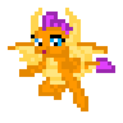 Size: 960x960 | Tagged: safe, artist:joeydr, derpibooru exclusive, smolder, dragon, g4, dragoness, female, pixel art, simple background, solo, spread wings, transparent background, wings