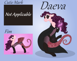 Size: 4920x3904 | Tagged: safe, artist:a-chatty-cathy, oc, oc only, oc:daeva, draconequus, cloak, clothes, draconequus oc, female, interspecies offspring, magic, offspring, parent:discord, parent:pinkie pie, parents:discopie, reference sheet, solo