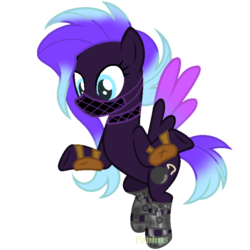 Size: 1000x1000 | Tagged: safe, artist:ponkus, edit, oc, oc only, oc:rad blast, pegasus, pony, fallout equestria, base used, choker, colored wings, face mask, female, knee pads, mare, power hoof, solo