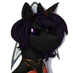 Size: 960x960 | Tagged: safe, artist:enderselyatdark, oc, oc only, oc:enderdan t'dark, pony, unicorn, rcf community, bust, clothes, male, pixel art, solo, uniform