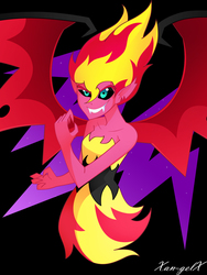 Size: 2448x3264 | Tagged: safe, artist:xan-gelx, sunset shimmer, equestria girls, g4, my little pony equestria girls, clothes, evil smile, fangs, female, grin, high res, smiling, solo, sunset satan