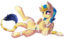 Size: 6096x3672 | Tagged: safe, artist:beardie, oc, oc only, oc:shesta, sphinx, chest fluff, commission, female, nemes headdress, paws, simple background, solo, sphinx oc, transparent background