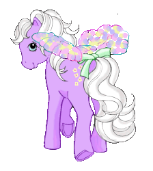Size: 1152x1286 | Tagged: safe, artist:punkykrista, forget-me-not, flutter pony, pony, g1, bow, female, gif, looking at you, looking back, looking back at you, non-animated gif, simple background, solo, tail bow, transparent background