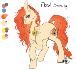 Size: 2629x2451 | Tagged: safe, artist:pastiepup, oc, oc only, oc:floral serenity, earth pony, pony, earth, flower, high res, piercing, ponysona, reference sheet, simple background, solo, tattoo, transparent background