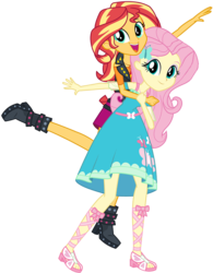 Size: 1594x2048 | Tagged: safe, edit, edited screencap, editor:php77, screencap, fluttershy, sunset shimmer, equestria girls, equestria girls series, g4, female, not a vector