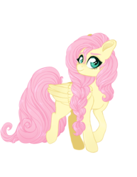 Size: 1583x2048 | Tagged: safe, artist:whalepornoz, fluttershy, pegasus, pony, g4, alternate hairstyle, braid, cute, female, folded wings, looking at you, mare, shyabetes, simple background, smiling, solo, stray strand, transparent background, wings