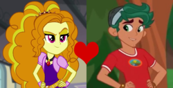 Size: 708x359 | Tagged: safe, edit, edited screencap, screencap, adagio dazzle, timber spruce, equestria girls, g4, my little pony equestria girls: legend of everfree, my little pony equestria girls: rainbow rocks, female, male, shipping, shipping domino, straight, timberdazzle