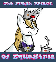 Size: 640x715 | Tagged: safe, artist:ttturboman, prince blueblood, pony, unicorn, ask blueblood, g4, burger king, clothes, crown, jewelry, meme, regalia, solo, tuxedo