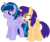 Size: 976x819 | Tagged: safe, artist:archiblitz, oc, oc only, oc:cosmic fore, oc:starlight twinkle, alicorn, pony, alicorn oc, brother and sister, female, male, mare, next generation, offspring, parent:flash sentry, parent:twilight sparkle, parents:flashlight, prince, princess, simple background, stallion, transparent background