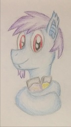 Size: 791x1400 | Tagged: safe, artist:bitgamer, oc, oc only, oc:quick draw, pony, vampony, facial hair, fangs, goatee, red eyes, solo, traditional art