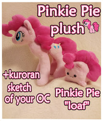Size: 810x946 | Tagged: safe, artist:kuroran, pinkie pie, earth pony, pony, rcf community, g4, :3, advertisement, auction, cube plush, female, irl, photo, plushie