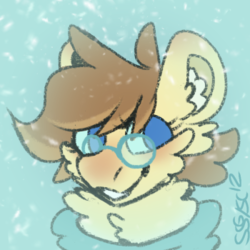 Size: 350x350 | Tagged: safe, artist:snowcactus, oc, oc only, oc:assistant cactus, pony, cute, glasses, snow, solo