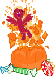 Size: 5878x8264 | Tagged: safe, artist:deyrasd, oc, oc only, oc:redi, pegasus, pony, absurd resolution, candy, female, food, freckles, mare, pumpkin, simple background, solo, transparent background, vector