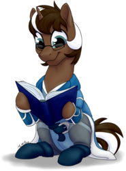 Size: 609x822 | Tagged: safe, artist:mythpony, oc, oc only, oc:apple fritter, pony, unicorn, belt, book, boots, cape, clothes, digital art, glasses, male, pants, reading, shoes, simple background, sitting, solo, stallion, transparent background