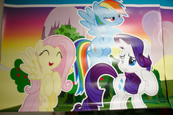 Size: 1920x1280 | Tagged: safe, fluttershy, rainbow dash, rarity, pony, g4, banner, collection, decoration, print, stock vector, toys r us, vinyl banner