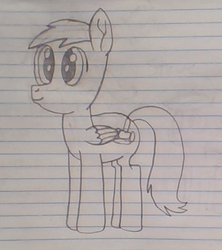 Size: 453x509 | Tagged: safe, artist:nightshadowmlp, oc, oc only, oc:court case, pegasus, pony, lined paper, male, movie accurate, smiling, solo, stallion, traditional art