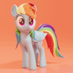 Size: 512x512 | Tagged: safe, artist:therealdjthed, rainbow dash, pegasus, pony, g4, 3d, 3d model, animated, blender, blender cycles, cute, cycles render, female, mare, model:djthed, solo