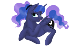 Size: 1084x720 | Tagged: safe, artist:sweetkllrvane, princess luna, alicorn, pony, g4, alternate hairstyle, female, mare, ponytail, simple background, solo, tongue out, transparent background