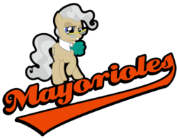 Size: 510x400 | Tagged: safe, artist:doctorxfizzle, mayor mare, earth pony, pony, g4, baltimore orioles, female, mare, mlb, parody, simple background, solo, transparent background