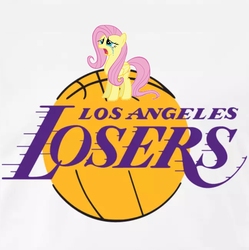 Size: 648x650 | Tagged: safe, fluttershy, pegasus, pony, g4, basketball, crying, female, logo, los angeles lakers, mare, nba, sad, simple background, solo, white background