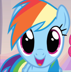 Size: 924x938 | Tagged: safe, screencap, pinkie pie, rainbow dash, earth pony, pegasus, pony, g4, games ponies play, my little pony: friendship is magic, close-up, cropped, cute, dashabetes, female, mare, offscreen character, open mouth, smiling, wide eyes