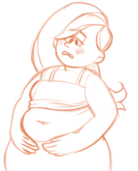 Size: 474x589 | Tagged: dead source, safe, artist:fornicata, fluttershy, human, g4, bbw, belly, belly button, blushing, chubby, fat, fattershy, female, humanized, monochrome, sketch, solo